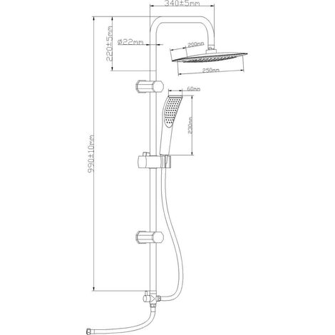 EISL EASY FRESH DX12006 Set doccia senza rubinetto, colonna docia, set doccia con doccia a pioggia grande e doccetta, colonna doccia senza miscelatore, kit di installazione completo, cromato (1/5)