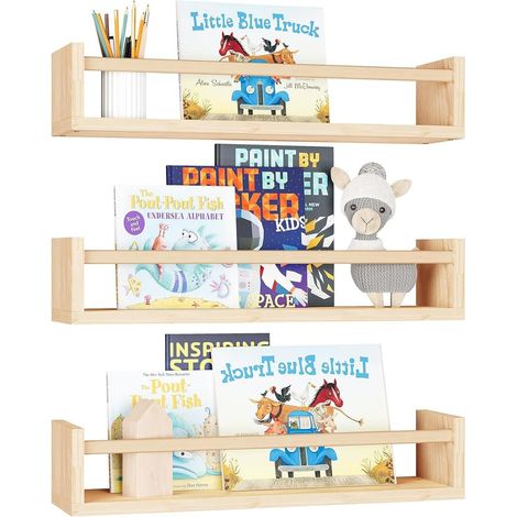 Étagère Murale pour Enfant, Lot de 3 Etagere Murale Livre Chambre Enfant étagères flottantes murales pour Organiser des Livres et des Jouets pour Chambre à Coucher, Salon, d'enfant (1/5)