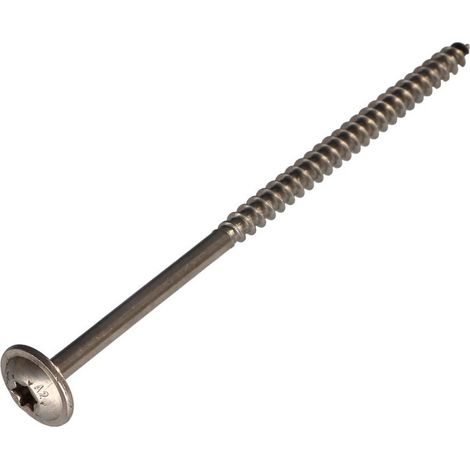 Vis charpente tête disque Inox A2 5X100 Filetée sur 60 TORX T25-10 pièces