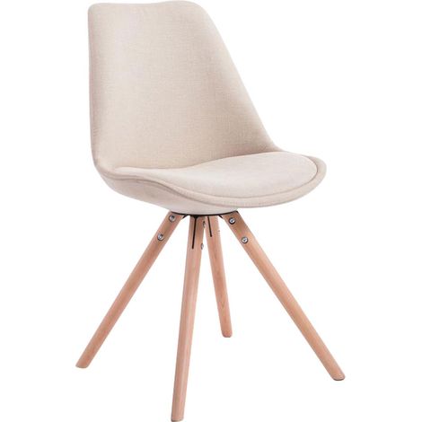 Chaise de salle à manger design scandinave en tissu crème et pieds en bois clair forme rond 100008309 (1/4)