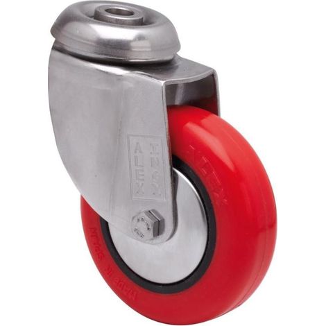 rueda giratora agujero m10 inox.20bhi60cp-ppia poliamix-poliur.rojo eje liso (1/2)