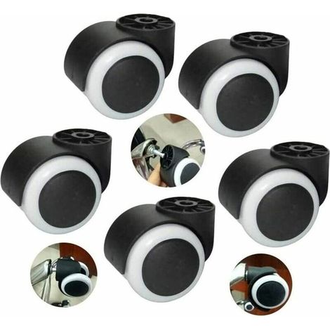LaBlanc - 5pcs roulettes sans Tige, Roues en Caoutchouc roulettes De Chaise De Bureau De 50 mm,Remplacement Fauteuil Pivotant Roues, roulettes De Meubles,pour SièGe De Bureau (1/5)