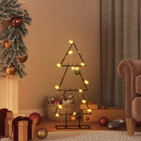 Sapin de Noël en Métal Support Décoratif 3 Niveaux 12 Crochets en Acier Noir 60 cm - PANGIVO (1/5)