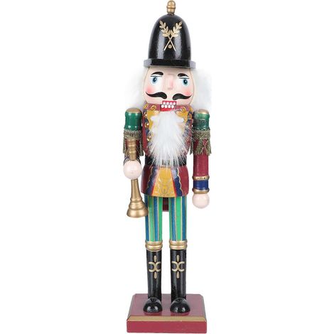 1 figurine de soldat casse-noisette en bois, décoration de Noël créative pour marionnette.-30x12cm-Brown (1/3)