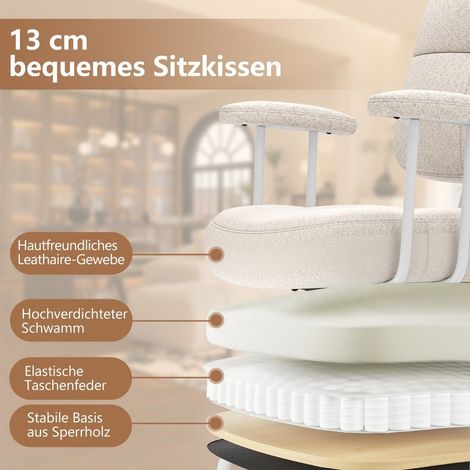Sedia da ufficio ergonomica con braccioli e ruote beige (1/5)