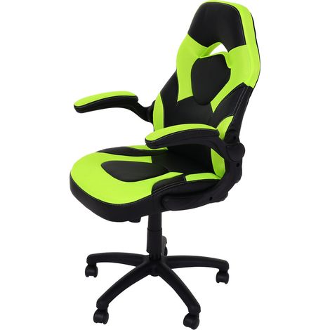 Sedia da ufficio girevole sedia da gaming con braccioli regolabili in altezza in PVC nero-verde 040006227