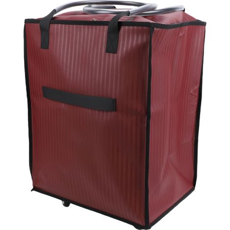 Chariot de Courses Pliable avec Roues Léger Grande Capacité Imperméable Sac à Dos Roulant pour Supermarché Déménagement Rouge Vin (1/5)