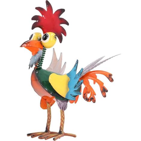 1 Statue De Coq En Métal, Design Élégant, Figurine Détaillée, Décoration Pour Jardin Et Extérieur