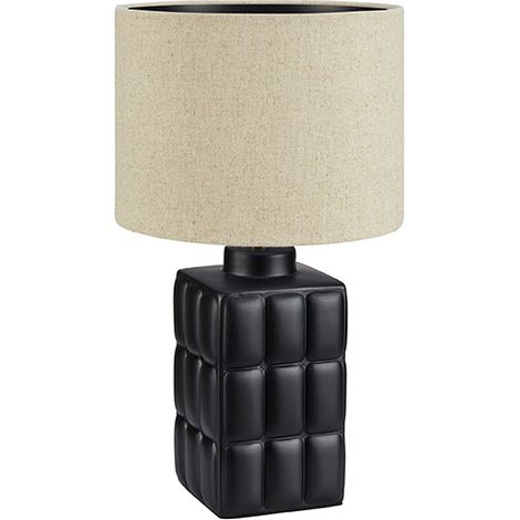 Markslojd CUSCINI Lampe de table 1 lumière petite noire avec abat-jour rond beige (1/3)