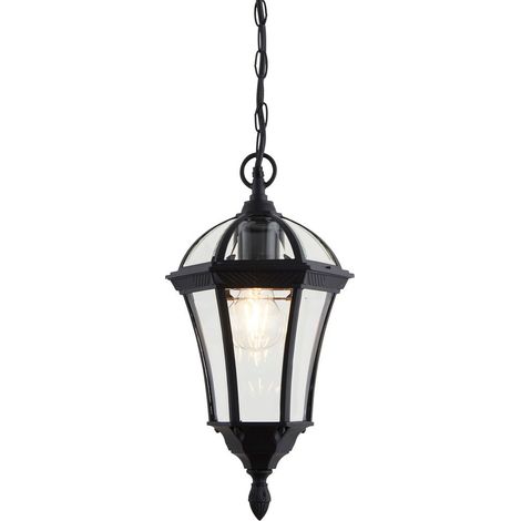 Endon Drayton - Lanterne de plafond extérieure à 1 ampoule suspendue noire IP44, E27 (1/5)