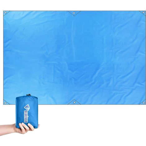 Tarp Ultra-Léger Tapis de Sol Camping Imperméable Bâche de Tente Anti-Pluie Auvent de Protection pour Randonnée Pique-Nique Plage Bleu S 150 x 220 cm (1/5)