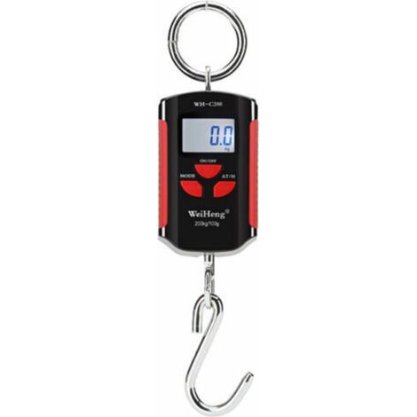Tragbare elektronische Kranwaage, Gepäckwaage, präziser Messbereich 200 kg/100 g, robuster Edelstahlhaken, rotes Gestell (1/5)