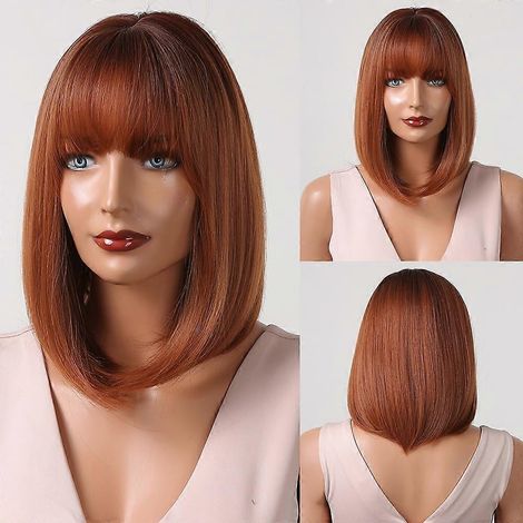 Perruque synthétique ALAN EATON, longue, lisse, dégradée, ombrée, noire, brune, blonde, grise cendrée, perruque complète avec frange pour femmes noires