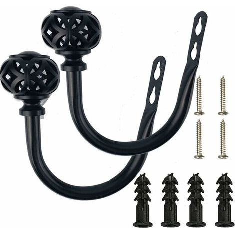 Set of 2 U-shaped curtain tiebacks - Home decor - Multifunctional - Wrought iron - Black - LIAIKI