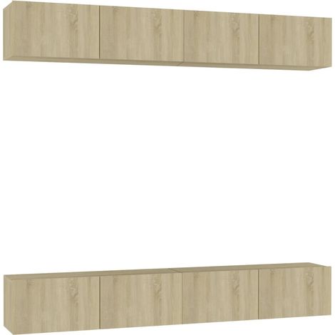 Mobile TV multimediale scaffale per televisione credenza televisione sala da pranzo soggiorno camera da letto 4 pezzi rovere Sonoma 100 x 30 x 30 cm derivati del legno marrone 020028750