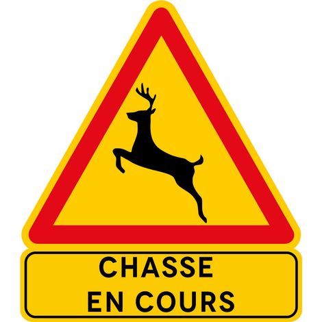 Signaletique.Biz France – Panneau de signalisation chasse en cours 70x80cm – Comacel 5mm résistant aux intempéries – Signalisation temporaire pour sécurité randonneurs