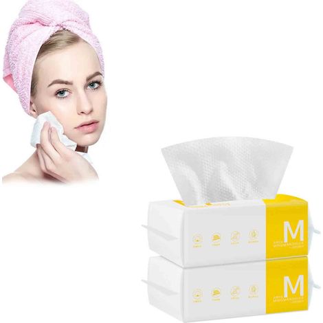 100 Serviettes de toilette jetables, texture perlée, usage humide et sec, pour visage et ménage (1/5)