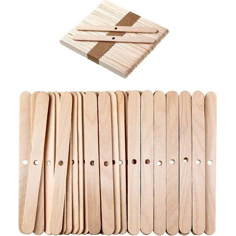 Ahlsen 100 soportes de mecha de vela de madera, dispositivo de centrado de mecha de vela, soportes de mecha de vela, clips de mecha de vela, herramienta de centrado de vela, 4,5" x 0,4" (1/4)