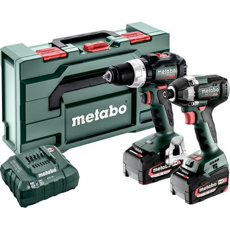 Metabo – Pack de 2 outils électroportatifs 18V – Perceuse-visseuse sans fil avec moteur Brushless – Vissage rapide 200Nm – 685196000