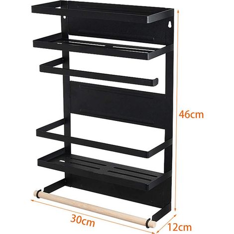Frigorifero da cucina con ripiano a 5 strati nero 30 × 12 × 46 cm (1/5)