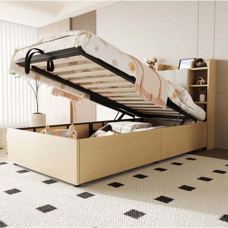posto letto contenitore 90x200 USB vani testiera HAVRYA (1/5)