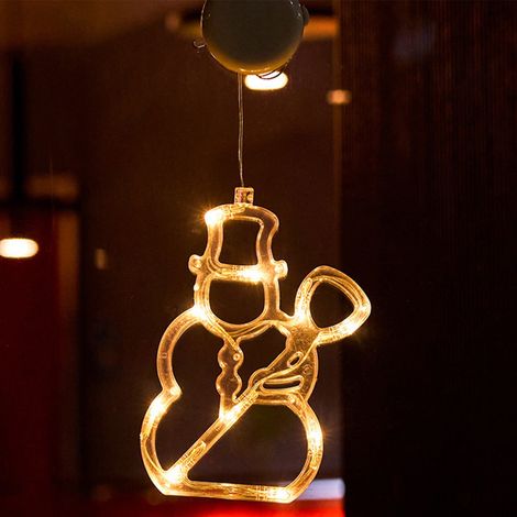 Luminaire Décoratif Fenêtre Noël - LED Blanc Chaud - Motifs Fêtes - Fixation Ventouse - Alimentation Piles AAA - 20 x 18 x 3 cm - 1 Pièce (1/5)