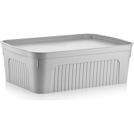 Contenedor de almacenamiento de plástico Binio de 17 litros, color gris. (1/3)
