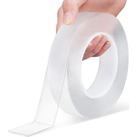 Cinta adhesiva de doble cara extrafuerte, transparente, de alta viscosidad, multifuncional y lavable, que no deja residuos, ideal para alfombras, cocinas, oficinas, etc. (1/5)