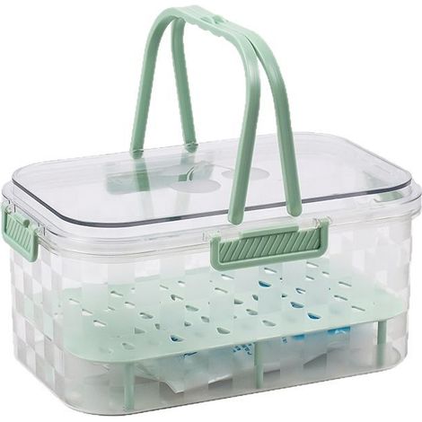Lot de 2 boîtes de conservation portables pour fruits et légumes, panier de rangement pour pique-nique, boîte de conservation pour réfrigérateur (1/5)