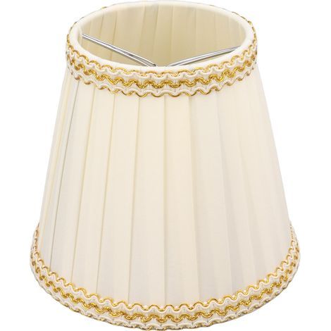 Petit abat-jour en tissu à pince, style rustique, aspect soie brillante et léger, pour ampoule E14, lampe de table, applique murale ou suspension. (1/5)