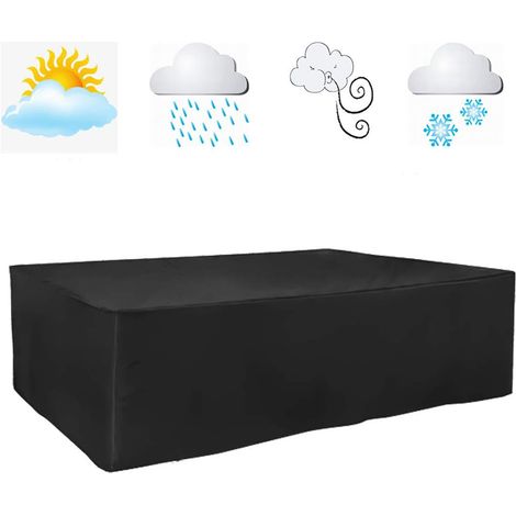 Housse Salon de Jardin 213x132x74cm 210D Oxford Noir Housse Table de Jardin Rectangulaire Protection Bache Table de Jardin Mobilier Extérieur Imperméable Coupe-Vent Anti-UV Résistant Au Froid (1/5)