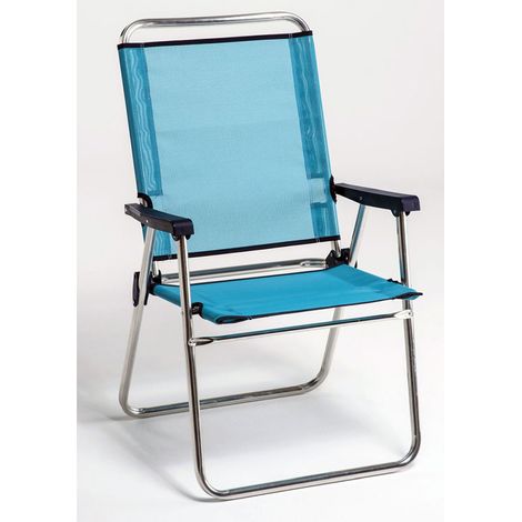 Silla alta de playa de aluminio - Azul oscuro