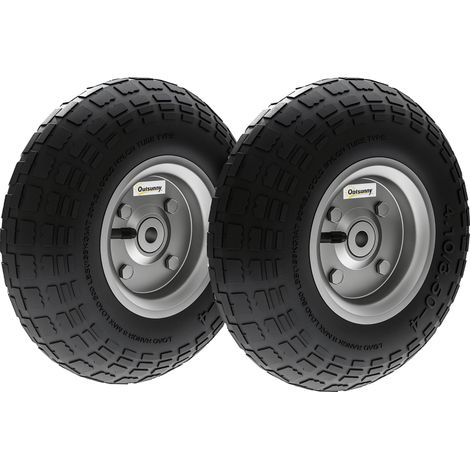 Lot de 2 roues de chariot Ø25,5 x 7,5 cm, capacité 80 kg, rainurées, en caoutchouc et acier, noires fini anti-rouille pour une durabilité accrue