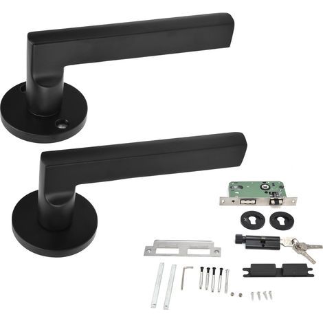 2 Pièces Poignée de Porte Serrure Silencieuse Conception de Roulement en Alliage D'aluminium Bouton de Porte Noir Moderne sans Bruit Anticollision Serrures de Porte avec Clés pour Chambre (1/5)