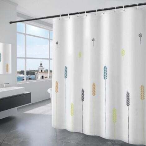 Duschvorhang 180 x 200 cm, wasserdichtes Polyestergewebe, maschinenwaschbar, inklusive 12 Haken, weiß