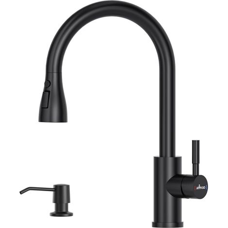 Küchenarmatur Schwarz Ausziehbar Mischbatterie Armatur Schwarz-328sd (1/5)