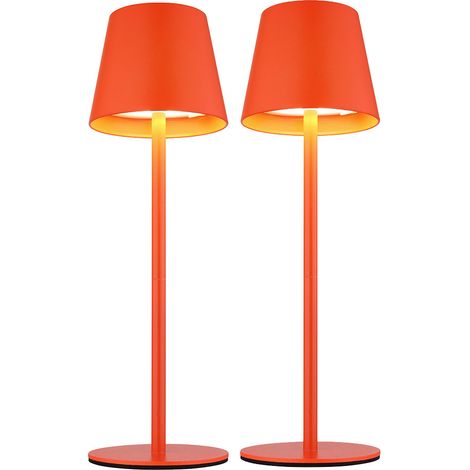 Luce da esterno Lampada da tavolo ricaricabile Touch dimmer Bottiglia superiore CCT, rossa, USB-C, LED 3W 200Lm bianco caldo-freddo, DxH 11,5x36 cm, set di 2 (1/5)