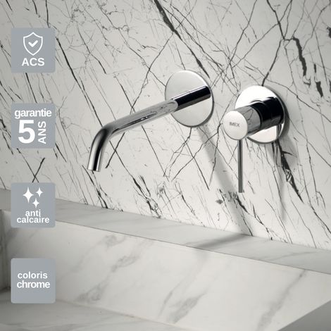 Robinet Mitigeur Lavabo Encastré Salle de Bain chromé – Anti-Calcaire – Design moderne - MILOS IMEX (1/5)