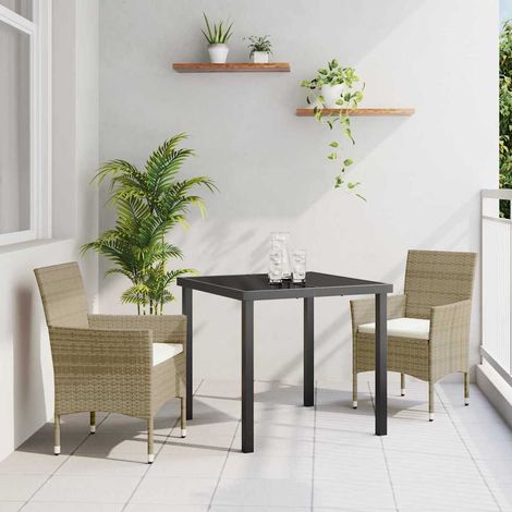 Ensemble de salle à manger pour jardin 3 pcs-Salon de jardin Beige polyrotin 388895 (1/5)