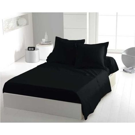 Drap plat HOME LINGE PASSION HP72094 Microfibre 82 g/m² 180 x 290 cm - Noir (1/5)