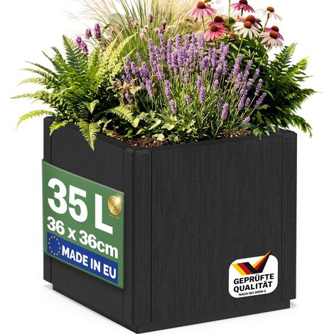 CASARIA® Fioriera Ethica 80x36x36cm 35L o 80L Vaso fioriere per piante resistente alle intemperie base drenante vasi in plastica riciclata resistente ai raggi UV Anthrazit 35 L (de)