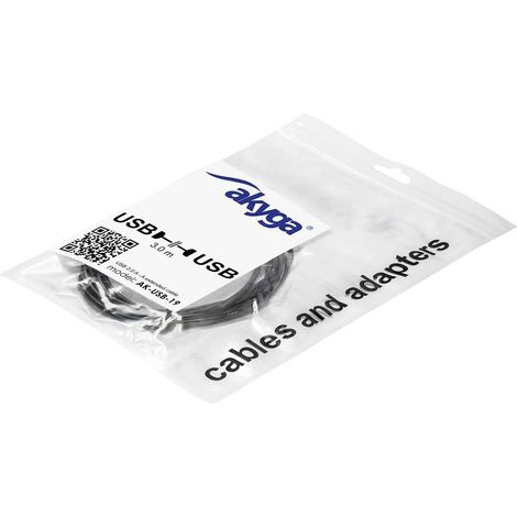 Akyga Cavo USB Spina USB-A, Presa USB-A 3.00 m Nero AK-USB-19 (1/3)