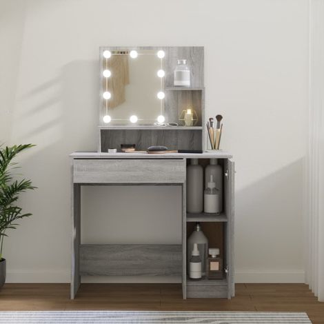 Coiffeuse,Table de Maquillage Moderne avec LED Sonoma gris 86,5x35x136 cm -BV50468 (1/5)