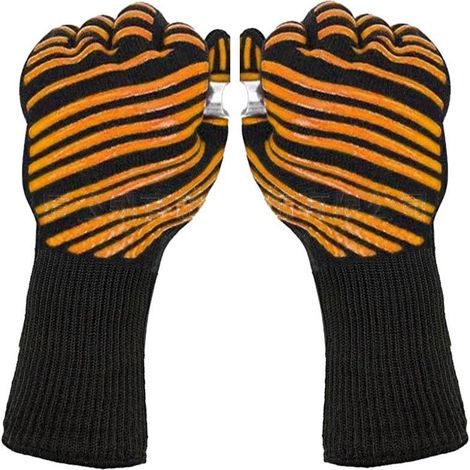 Gants de four à micro-ondes résistants à la chaleur, en silicone ignifuge haute température (orange), pour griller. (1/5)
