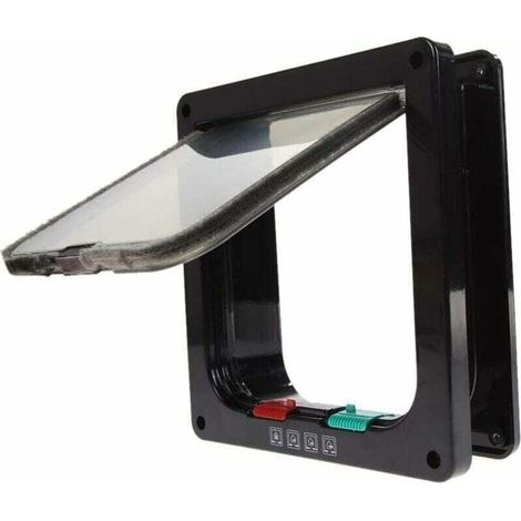 Trappe de porte avec serrure pour chat et chien adaptée aux animaux de compagnie (taille : 19 x 19,7 x 5,3 cm, noir) (1/4)