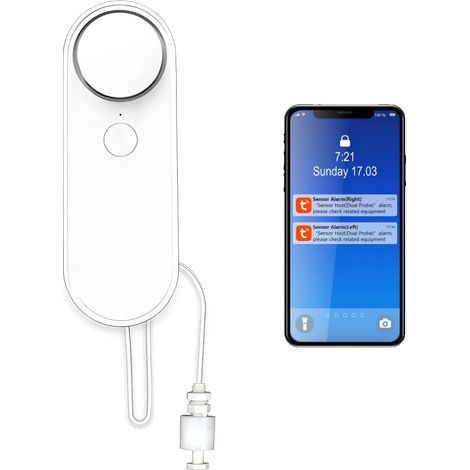 Détecteur de niveau d'eau WiFi, capteur intelligent avec alarme sonore puissante, notifications via application, fonction de surveillance, portée de détection de 2 mètres, convient aux piscines, aquar