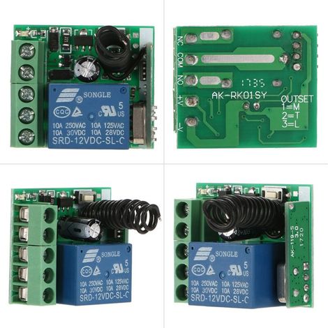 Zoternen Récepteur émetteur-récepteur sans fil 433 MHz CC 12 V, 1 canal, module de contrôle universel et commandes RF 1527. (1/5)