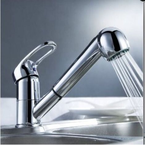 Auralum Mitigeur de Cusine avec Douchette Extractible Robinet de cuisine Rotatif 360°Eau Chaude et Froide Bobine en Céramique de Haute Qualité Robinetterie Mélangeur de Cuisine (1/5)