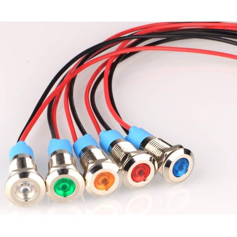 5Pcs 8mm 230VAC LED Indicateur en Métal Lampe De Signal Étanche (Vert Orange Rouge Bleu Blanc 5Pcs) (1/5)
