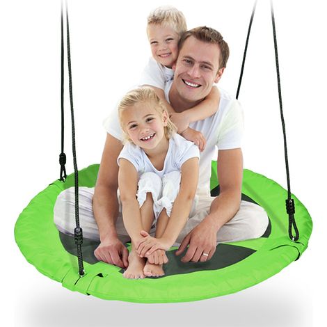 Balançoire Nid d’Oiseau Rond 100 CM de Diamètre pour Arbre Supporté de Charge 100kg Extérieur Vert 1001001.8cm (1/5)